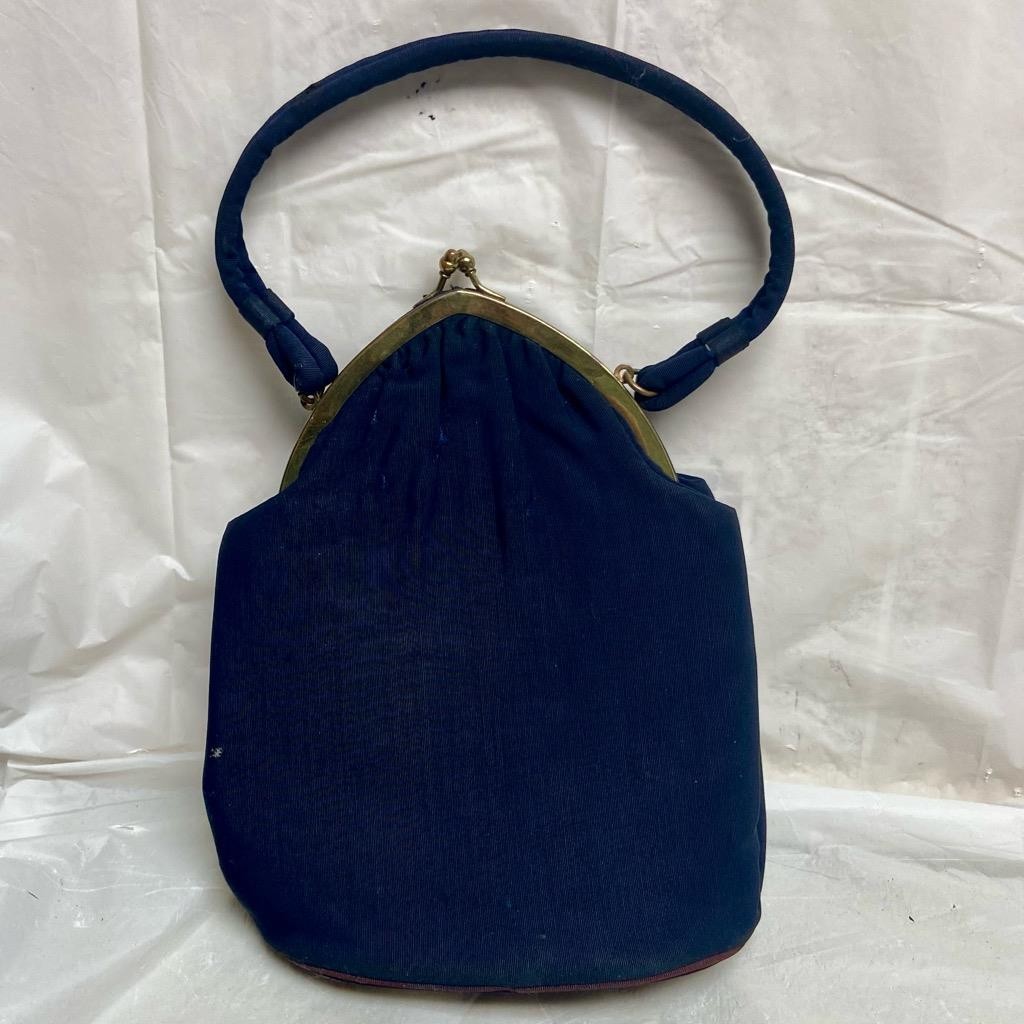 Vintage, Art Deco Navy Blue Evening Bag 10in x 7in x 4in