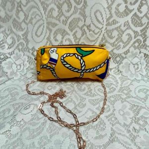 Christian Dior Yellow Abstract Canvas Cosmetic Pouch- Crossbody 6in x 3n x 2