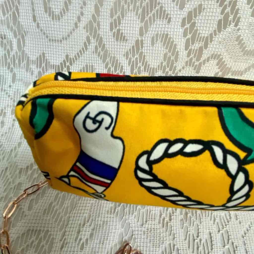Christian Dior Yellow Abstract Canvas Cosmetic Pouch- Crossbody 6in x 3n x 2