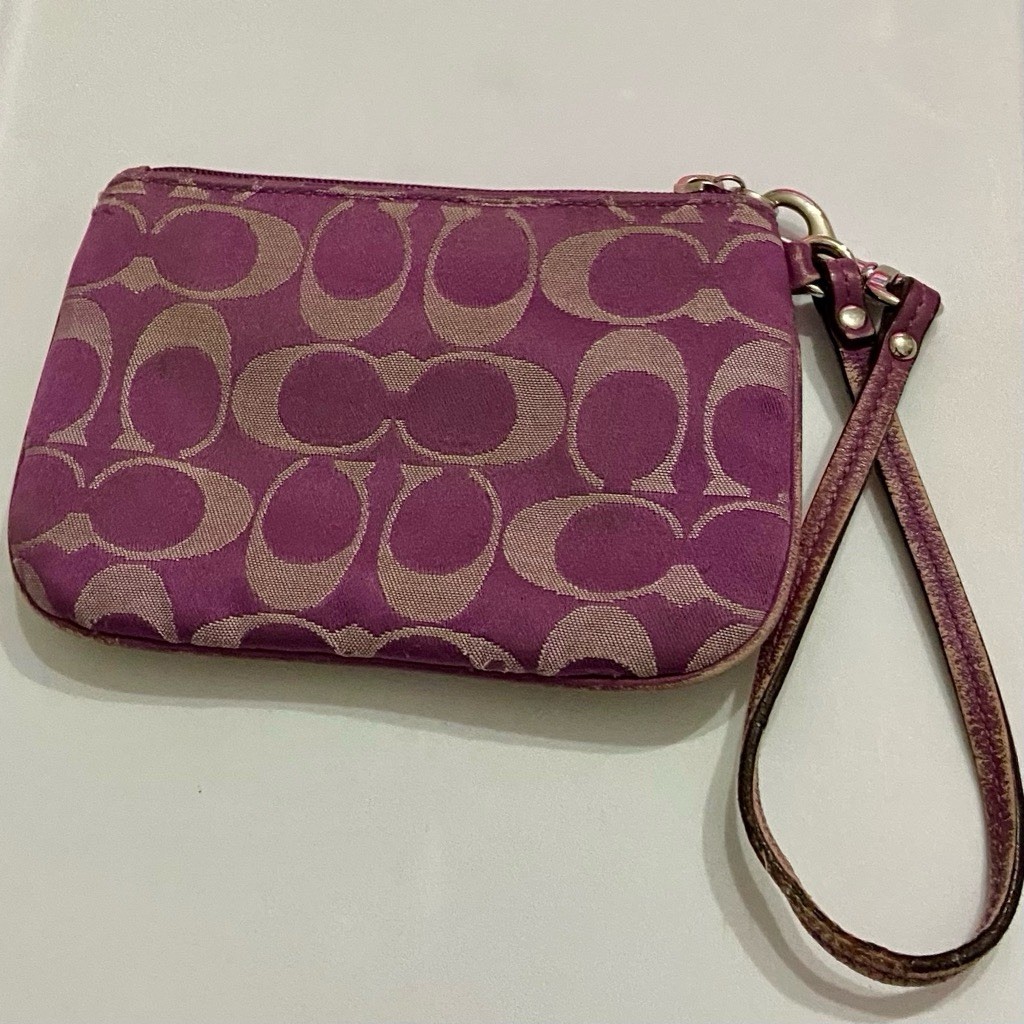 Coach Purple Signature Jacquard Wristlet