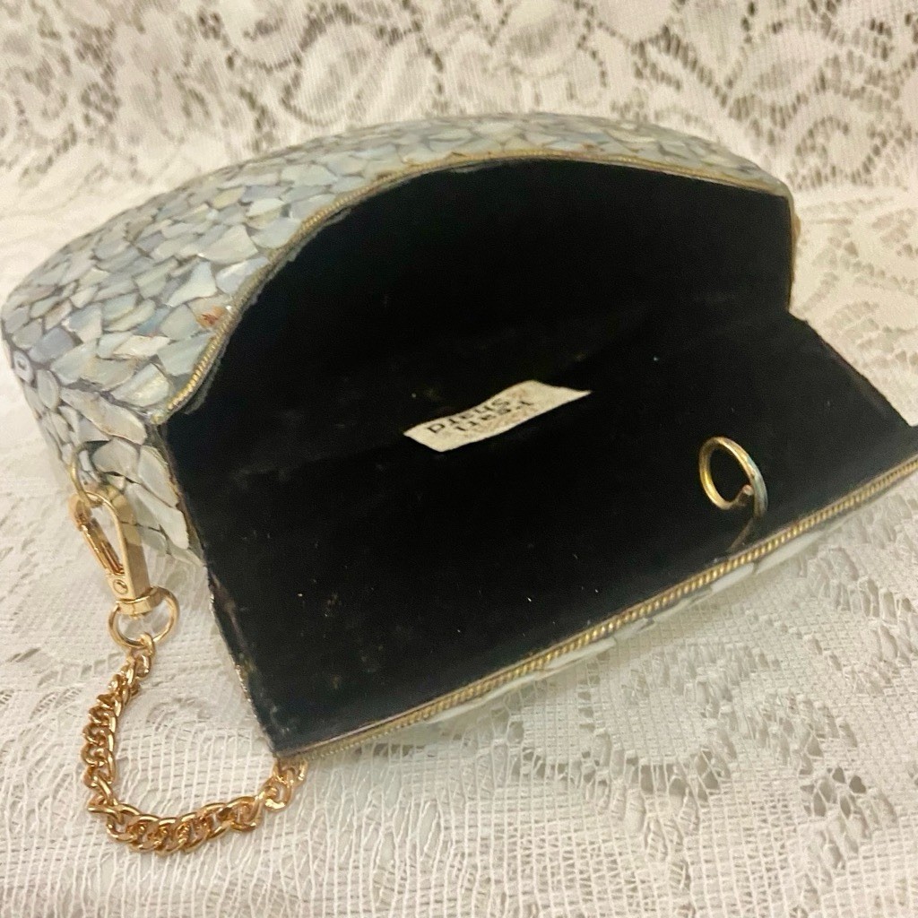 Abalone Tiles Mosaic Rounded Clutch- Purse Crossbody 7.5in x 5.5in x 2in