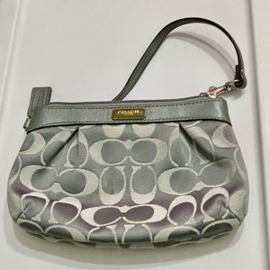 Coach Signature Gray Jacquard Wristlet