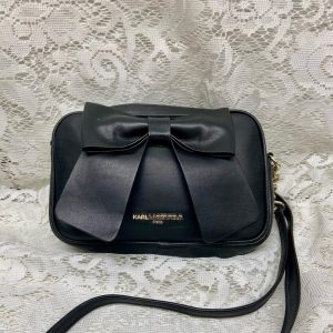 Karl Lagerfeld Black Bow Crossbody Bag 8in x 5in x 1.5in