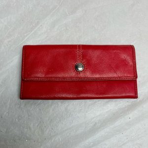 Vintage, Fossil Red Leather Long Wallet 7.5in x 4in