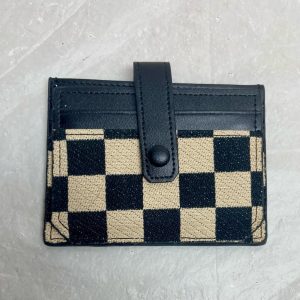 Vintage, Black and White Checkered Compact Wallet 4.5in x 3.5in