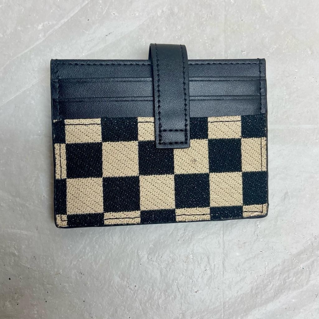 Vintage, Black and White Checkered Compact Wallet 4.5in x 3.5in