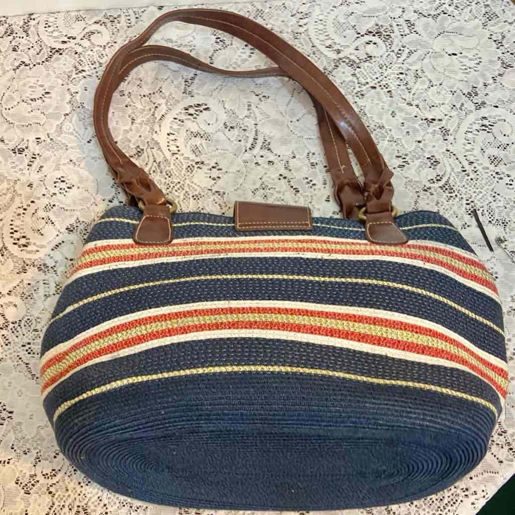 Red, White band Blue Handbag