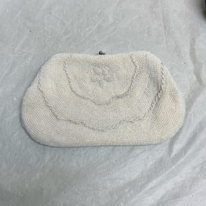 Vintage, Richere White Beaded Clutch Evening Puse 4.5in x 8in