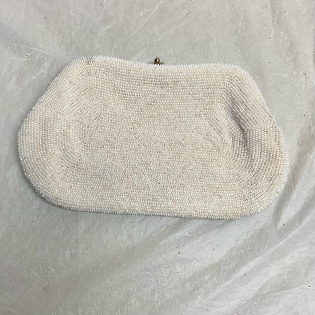 Vintage, Richere White Beaded Clutch Evening Puse 4.5in x 8in