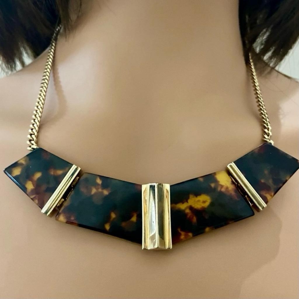 Vintage, Givenchy Gold Tone -Tortoise 20-inch Necklace and Earrings