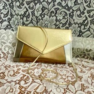 Metallic Tri-colored Small Evening Crossbody Bag 7.5in x 11in x 2.5in