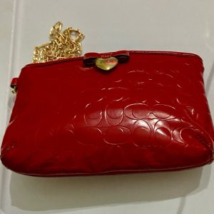 Coach Red Patent Signature Wristlet-Crossbody