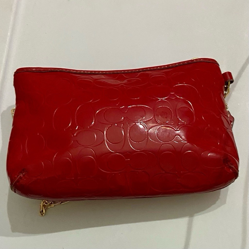 Coach Red Patent Signature Wristlet-Crossbody
