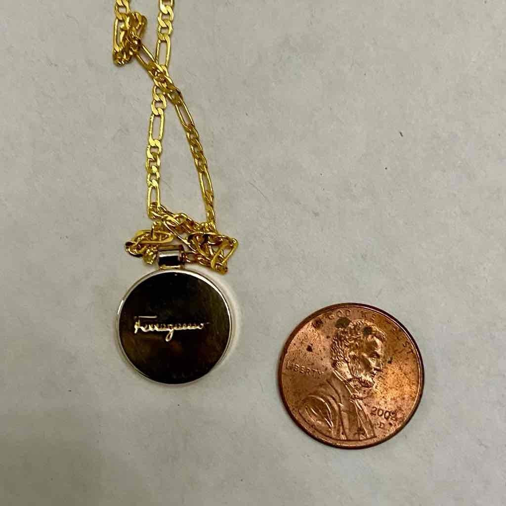 Ferragamo Goldplated Round Charm Pendant Necklace