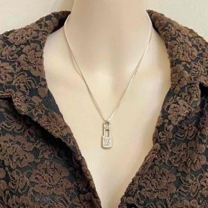 Fendi Silver Tone Medium Size Pendant Necklace