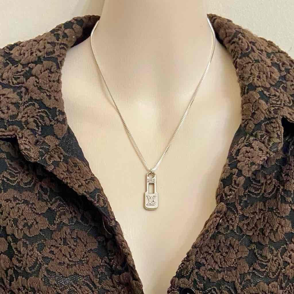 Fendi Silver Tone Medium Size Pendant Necklace