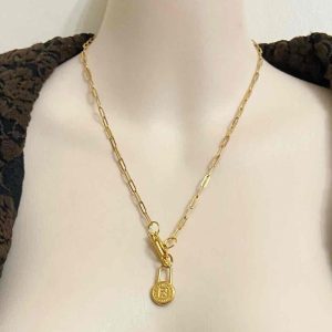 Fendi 18in Gold Plated Chain Necklace (M)