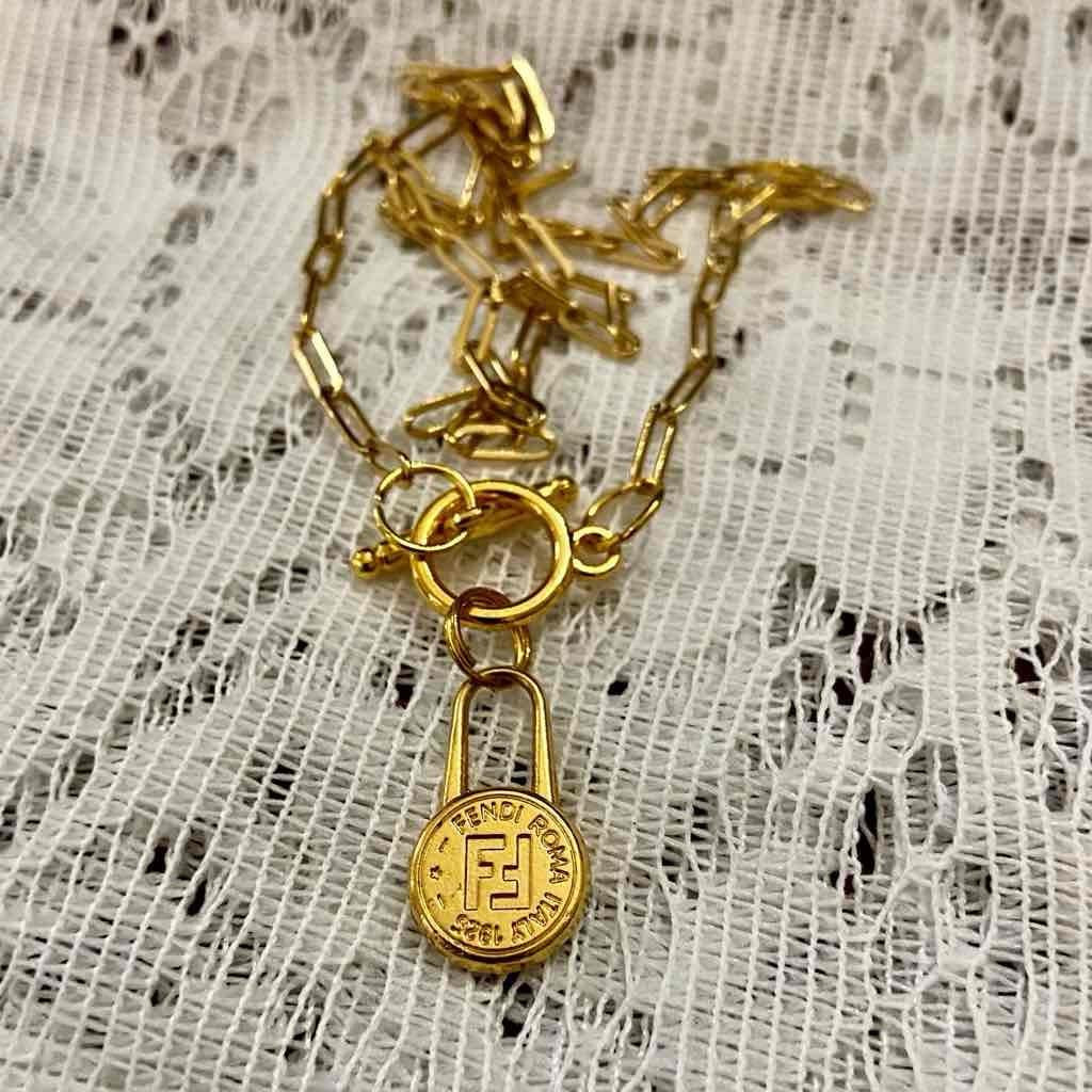 Fendi 18in Gold Plated Chain Necklace (M)