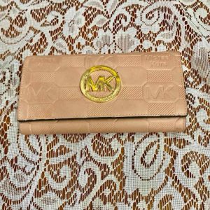 Michael Kors Embossed Pink Leather, Bifold, Long, Wallet 7.5in x 4 in
