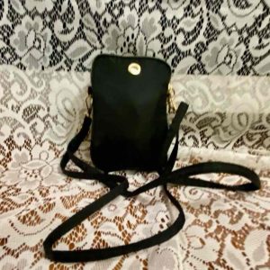Black Nylon 3-Gold zippy Compartments Crossbody Bag. (E0125) This is a beautifu