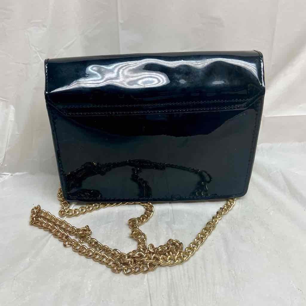 Jimmy Choo Black Faux Patent Leather Pouch-Crossbody 7.5in x 5in x 2.5in