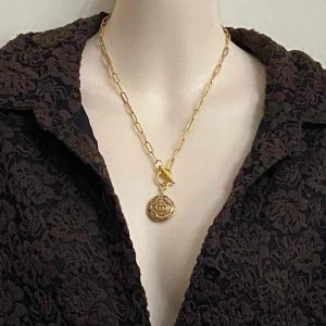 Vintage , Gucci, Rare Gold Tone Charm with Gold Plated Chain Necklace