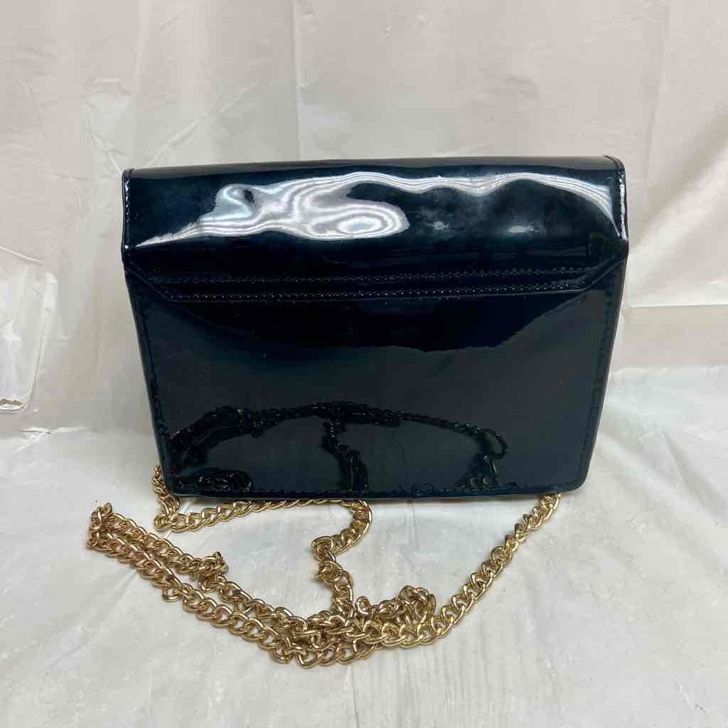 Jimmy Choo Black Faux Patent Leather Pouch-Crossbody 7.5in x 5in x 2.5in