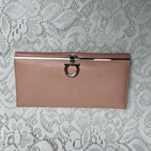 Vintage, Salvatore Ferragamo Pink Leather, Bifold, Long, Wallet 7.5in x 4 in