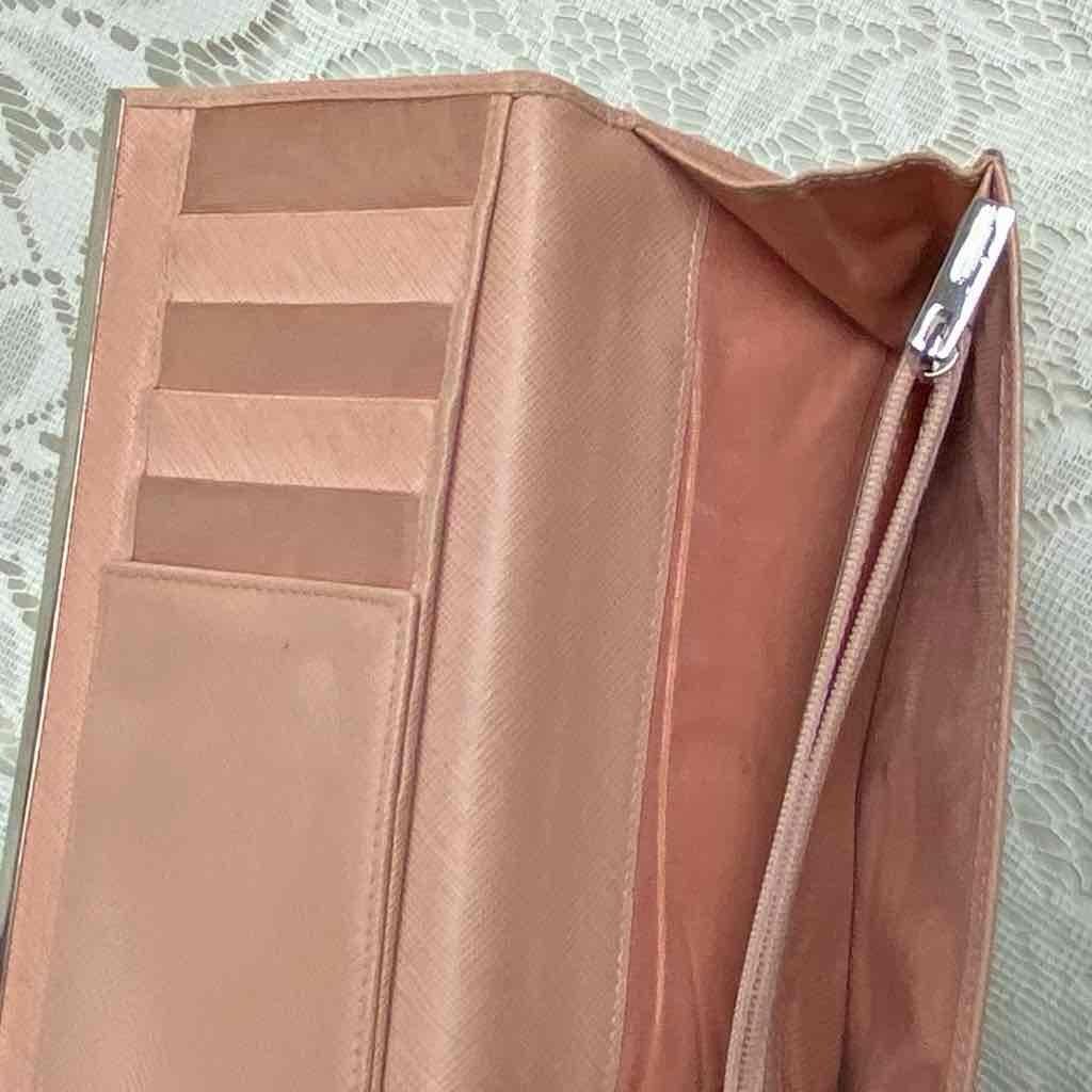 Vintage, Salvatore Ferragamo Pink Leather, Bifold, Long, Wallet 7.5in x 4 in