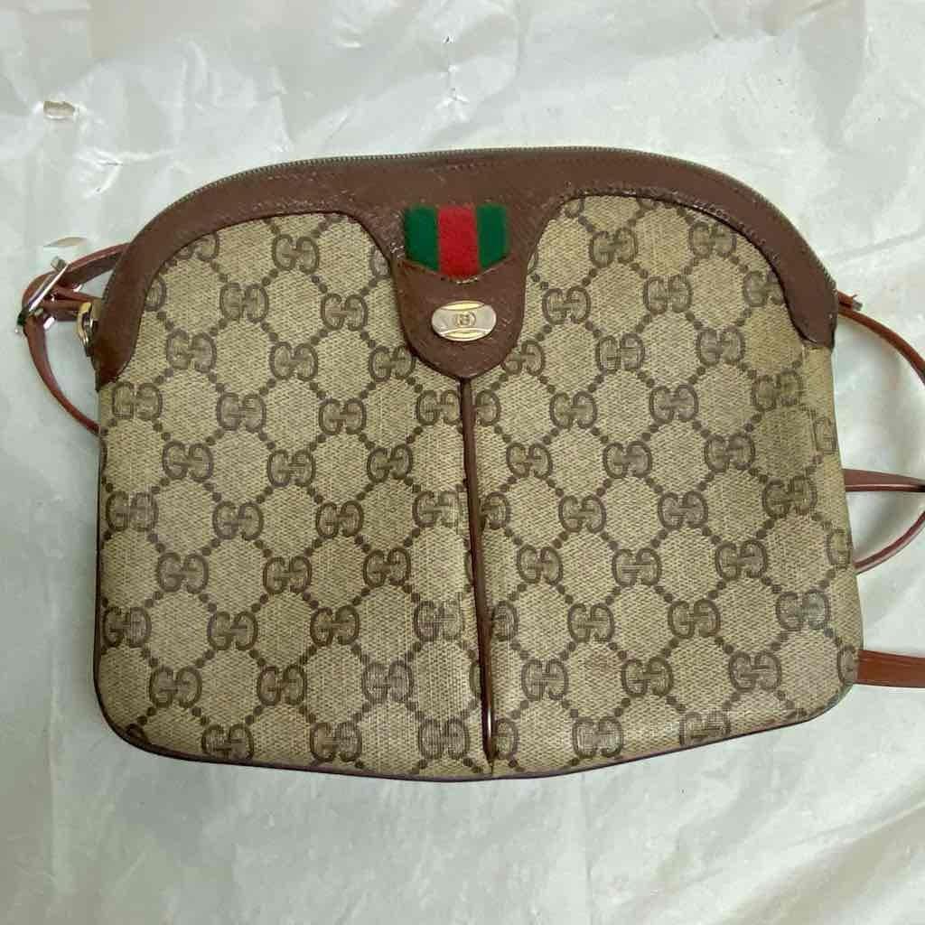 Vintage, Small, Gucci, Brown Coated Canvas, Sherry Line Shoulder-Crossbody Bag