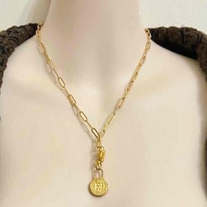 Fendi 18in Gold Plated Chain Necklace