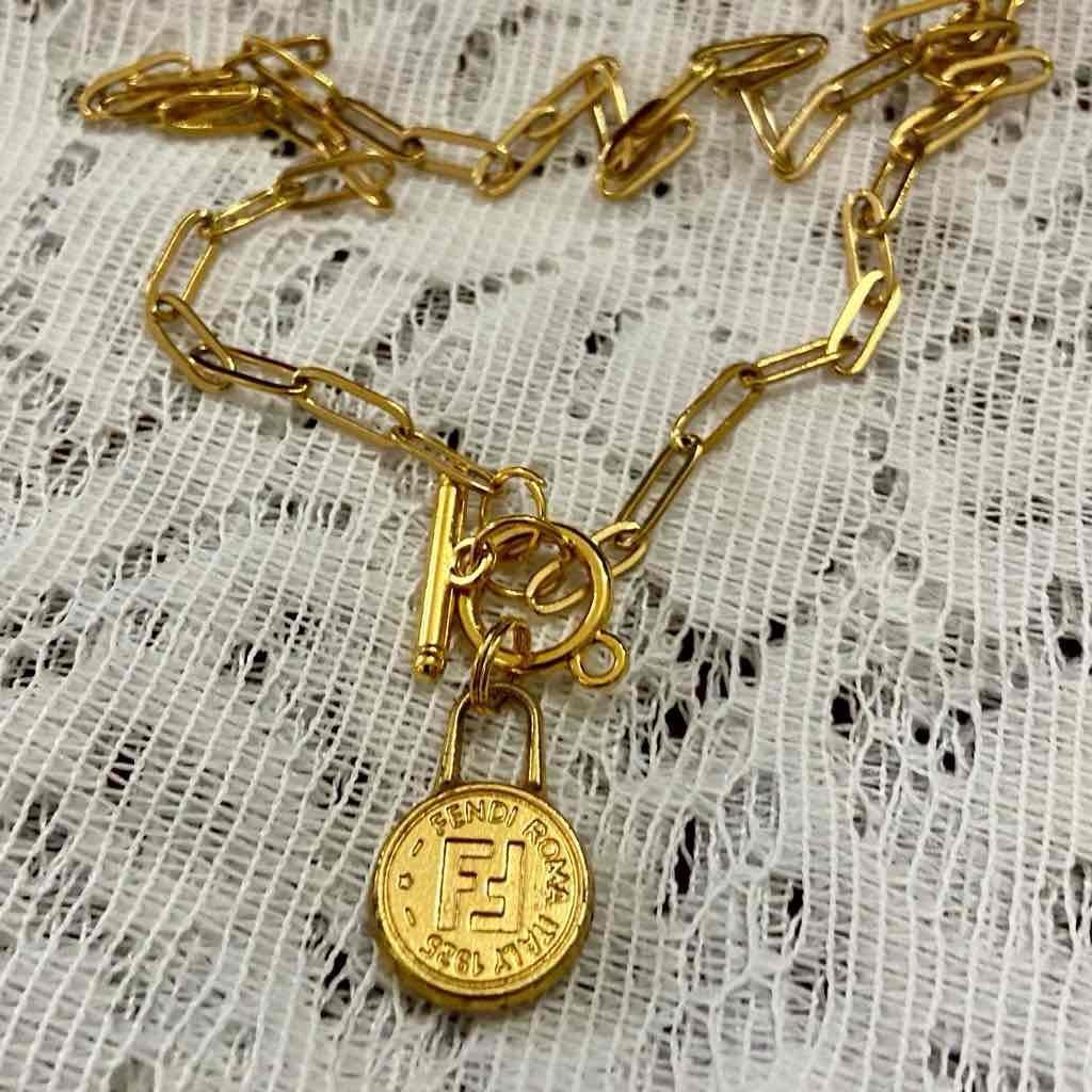Fendi 18in Gold Plated Chain Necklace