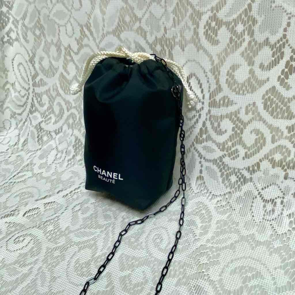 Chanel, Black Amenity- Complimentary Pouch Crossbody Bag 7in x 7in