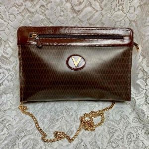 Vintage, Mario Valentino Brown Clutch Crossbody 11in x 7.5in x 2in