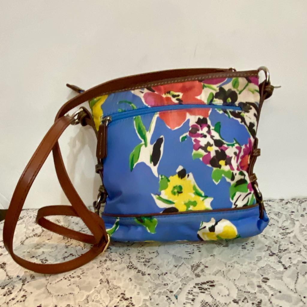 Chaps, Blue Floral Crossbody Bag