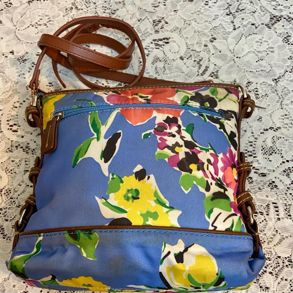 Chaps, Blue Floral Crossbody Bag