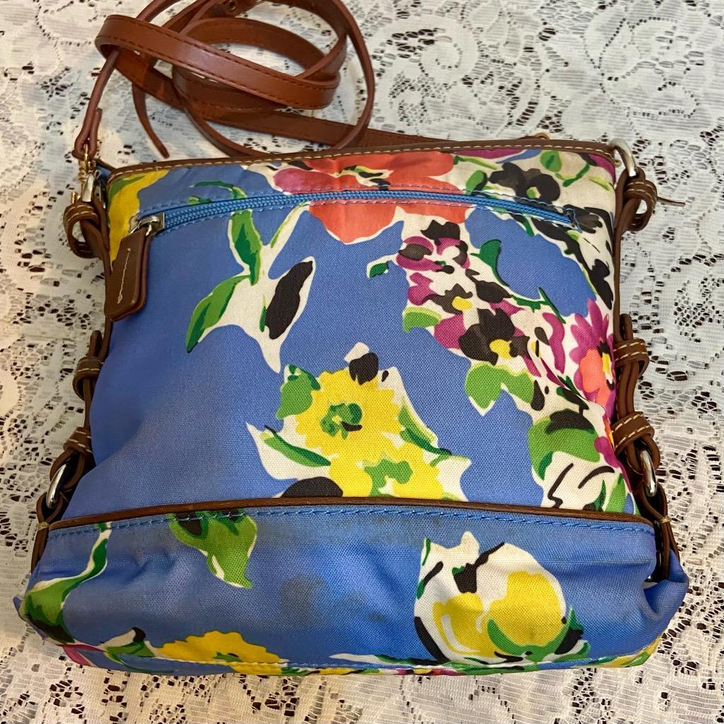 Chaps, Blue Floral Crossbody Bag