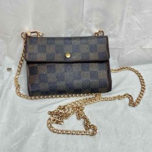 Authentic, Louis Vuitton, Damier Ebene, Bi-fold Passport Wallet Crossbody 6in x