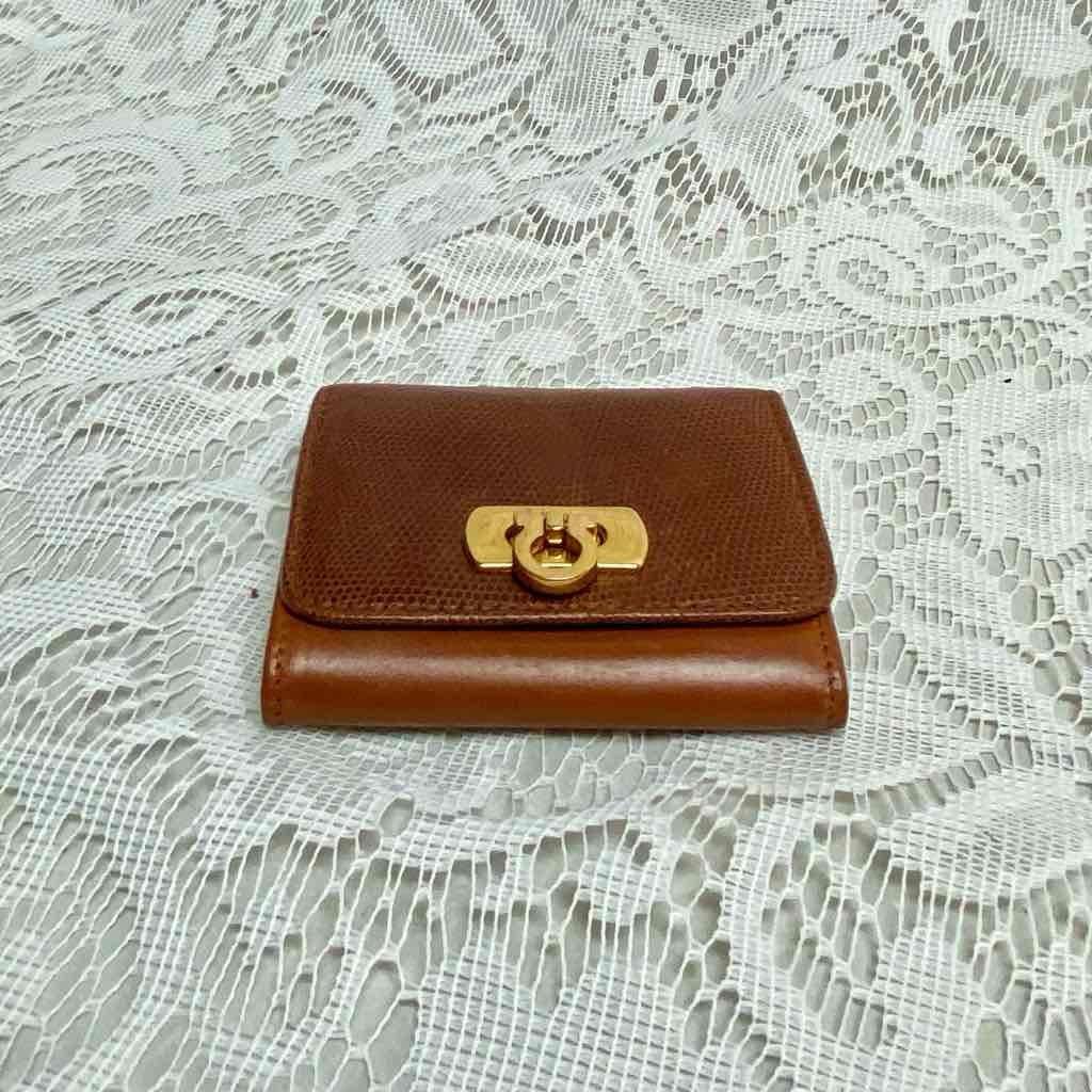 Vintage, Salvatore Ferragamo, Rare, Tan Brown Reptile Coin Wallet 3,5in x 3In (Z