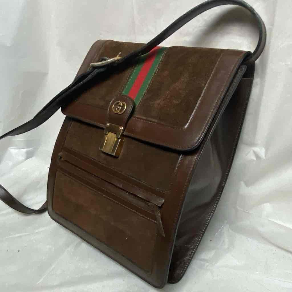 Vintage, Rare, Gucci, Sherry Line Brown Suede Leather Shoulder Bag