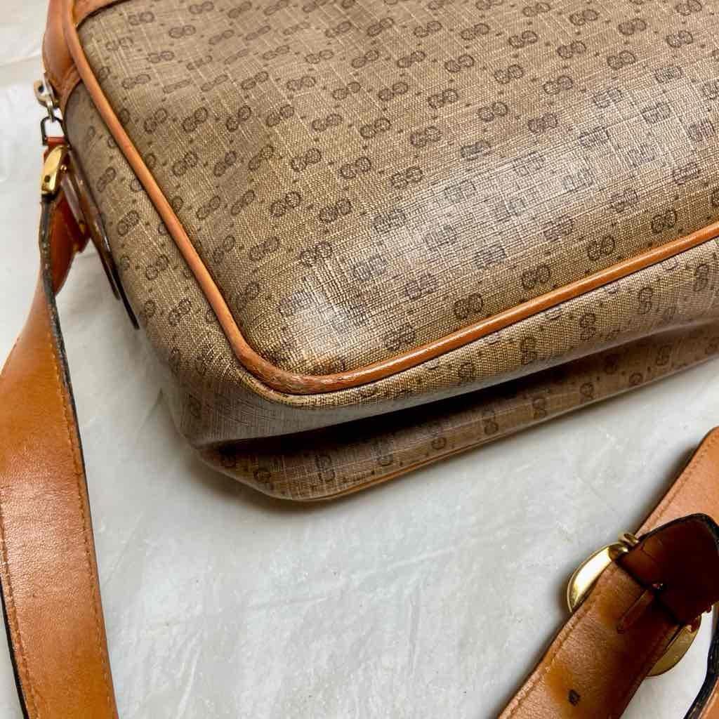 Vintage, Rare, Gucci, Tan Coated Canvas with Tan Leather Crossbody Bag