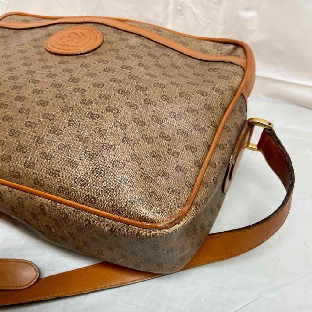 Vintage, Rare, Gucci, Tan Coated Canvas with Tan Leather Crossbody Bag
