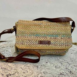 Rosetti Multicolor Crossbody Bag with Brown Leather Trim and Strap