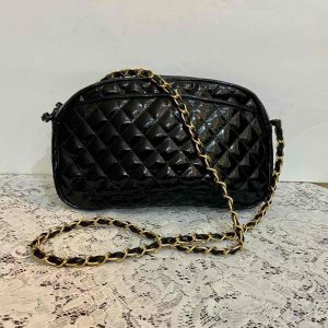 Vintage, Etra Black Quilted Leather Handbag-Crossbody