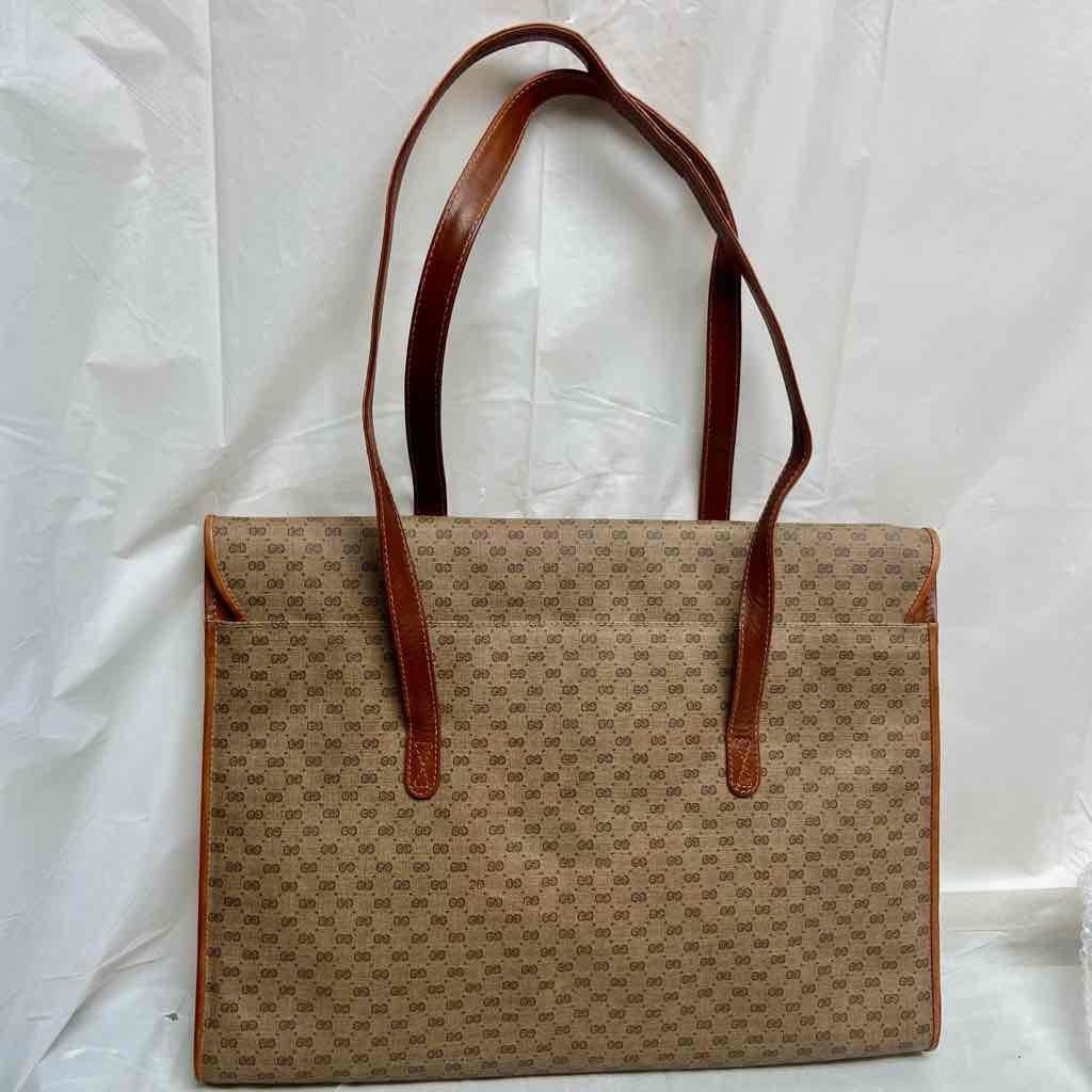 Vintage, Authentic Gucci Brown Mono Coated Canvas Laptop- Briefcase