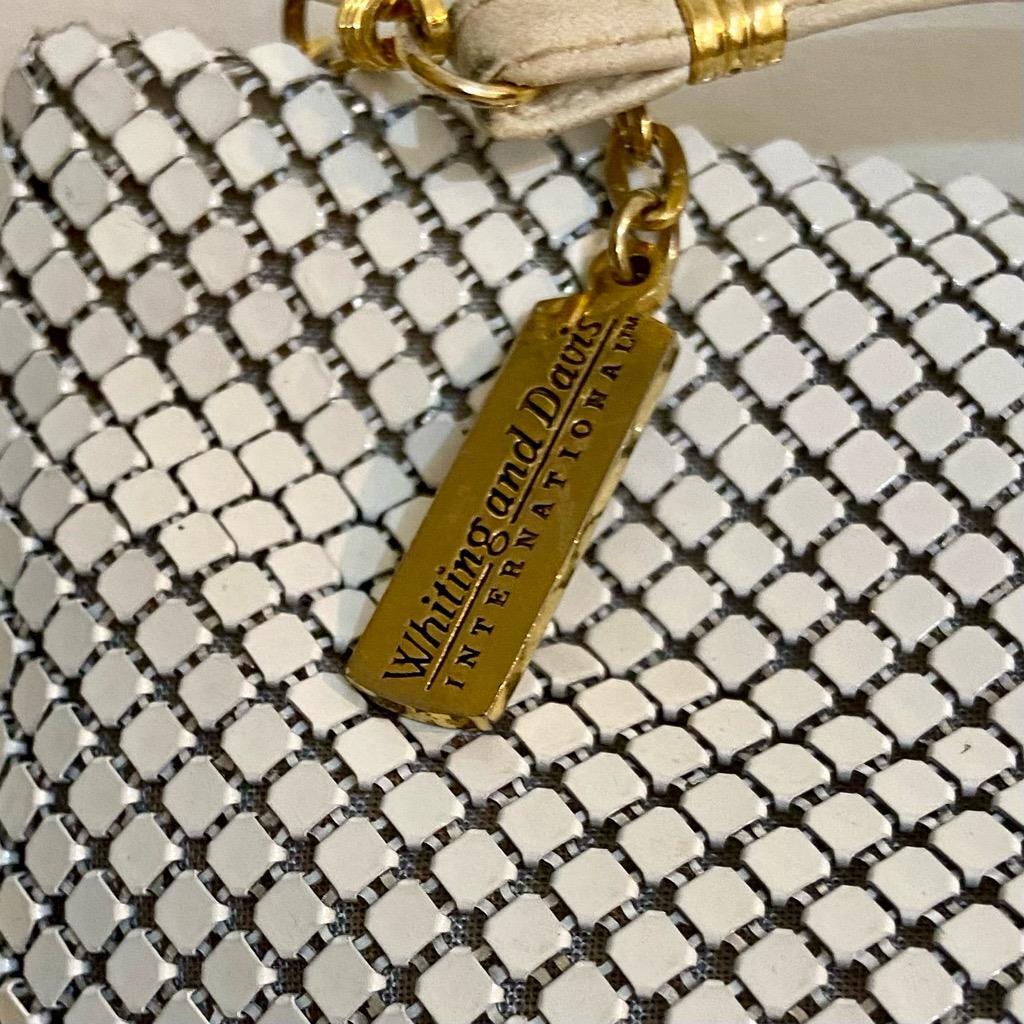 Vintage, Whiting and Davis, White Mesh Crossbody Bag