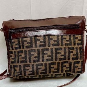 Vintage Fendi Zucca Brown Canvas Shoulder-Crossbody Bag 10in x 8in x 3.5in