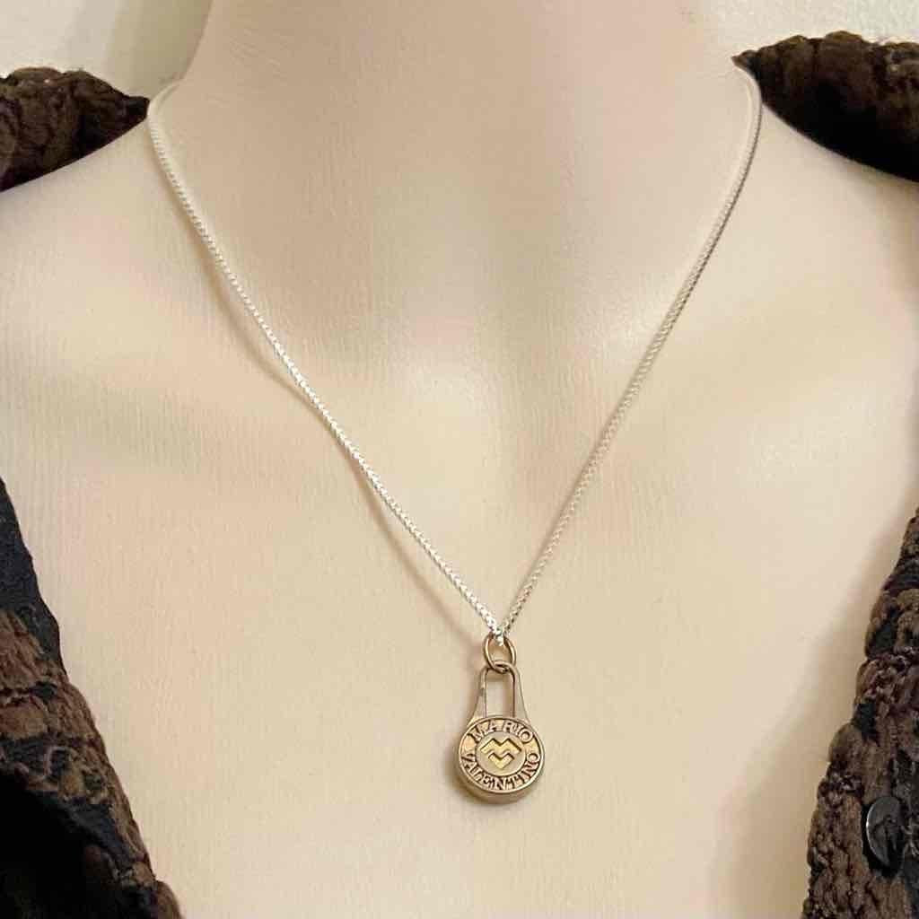 Vintage, Mario Valentino Gold-Silver plated Charm with 18-inch 925 Silver Chain