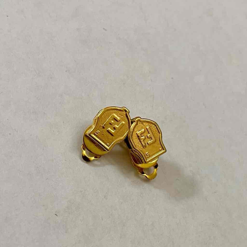 Vintage Fendi Zipper Pull Clip Earrings 1/2in x 1/2in